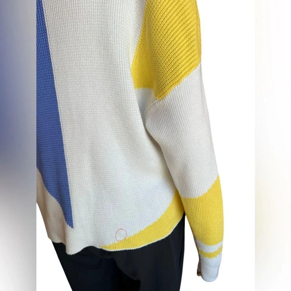 Sweaty Betty Sweater Womens Flash Dance Cotton Knit Pullover Color Block M - Picture 9 of 12